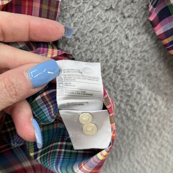 Vince Shirt Mens Medium Colorful Plaid Long Sleeve Cotton Slim Fit Button Down - Picture 7 of 13